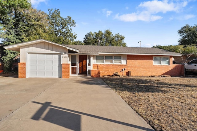 single story home with a garage