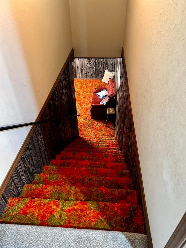 staircase with carpet flooring