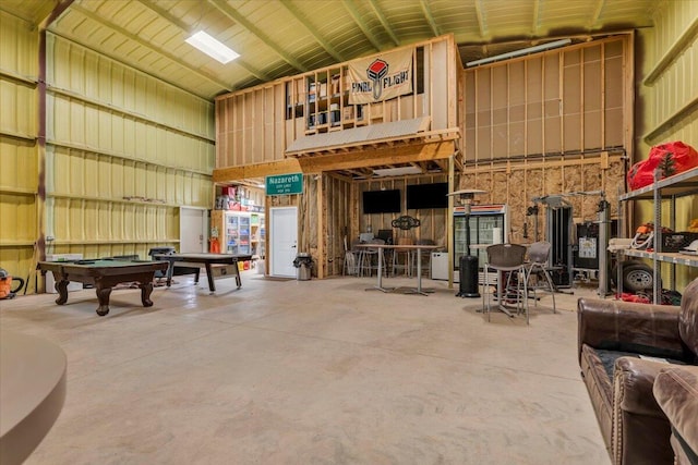 garage with metal wall