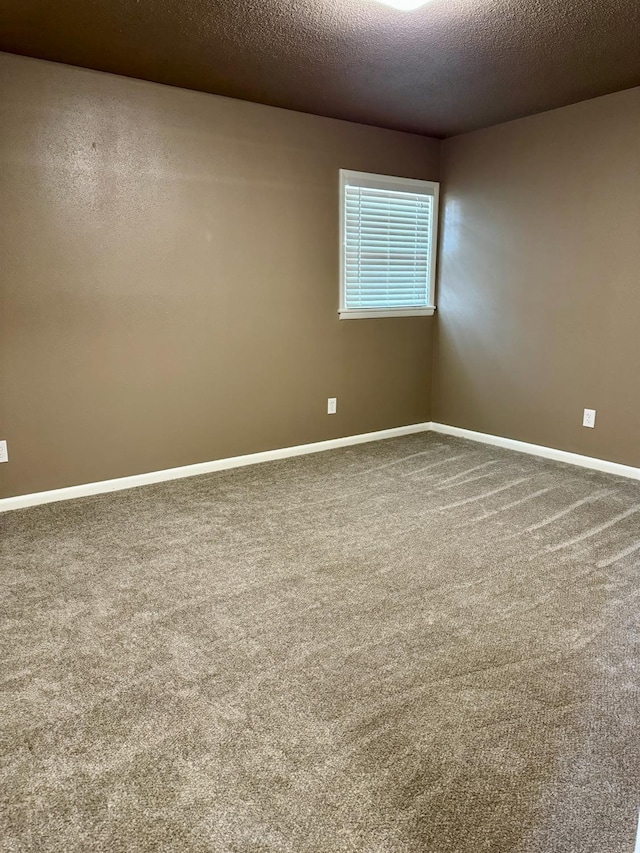 unfurnished room featuring carpet floors and a textured ceiling