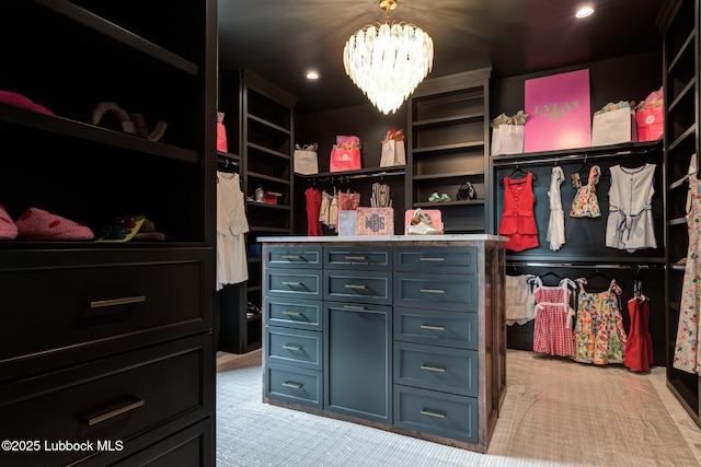 4510 Zadar Ave, Lubbock, TX 79407 - spacious closet with light carpet and a chandelier