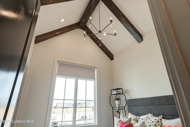 4510 Zadar Ave, Lubbock, TX 79407 - detailed view of beam ceiling and a chandelier