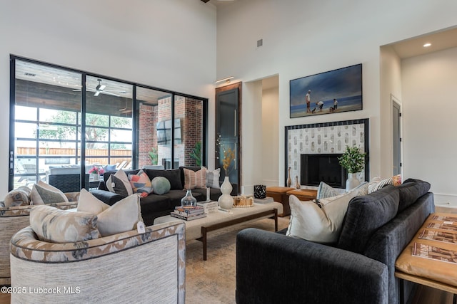 4510 Zadar Ave, Lubbock, TX 79407 - living area with a high ceiling and recessed lighting