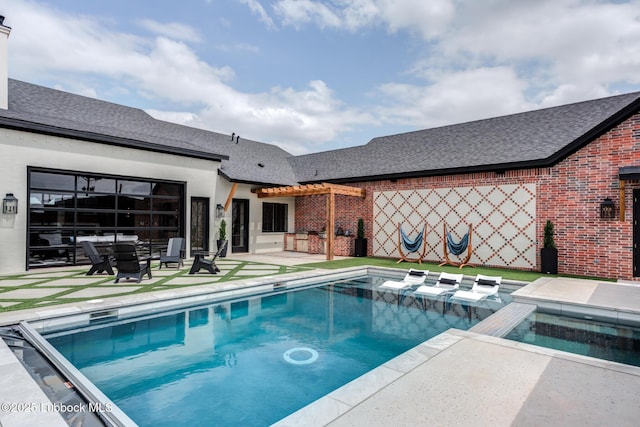 4510 Zadar Ave, Lubbock, TX 79407 - view of swimming pool with a patio, a pergola, and a pool with connected hot tub