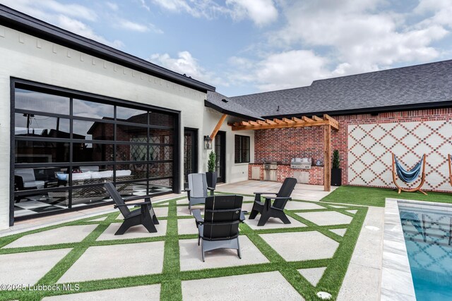 4510 Zadar Ave, Lubbock, TX 79407 - view of patio / terrace with a pergola and an outdoor kitchen
