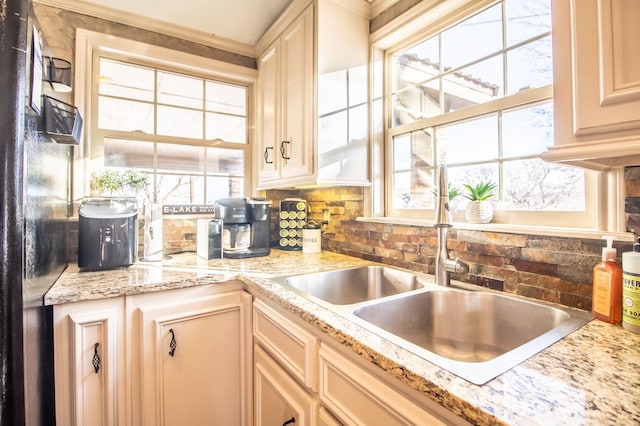 kitchen featuring tasteful backsplash, sink, and a wealth of natural light