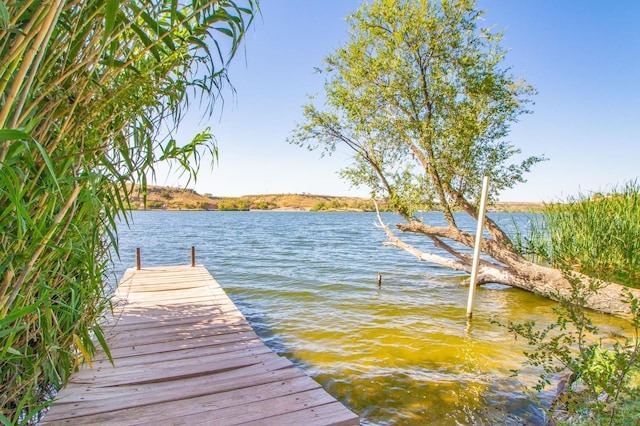 view of dock featuring a water view