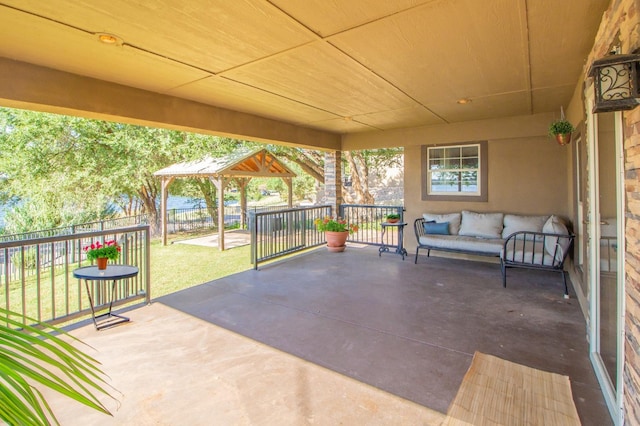 view of patio featuring a gazebo