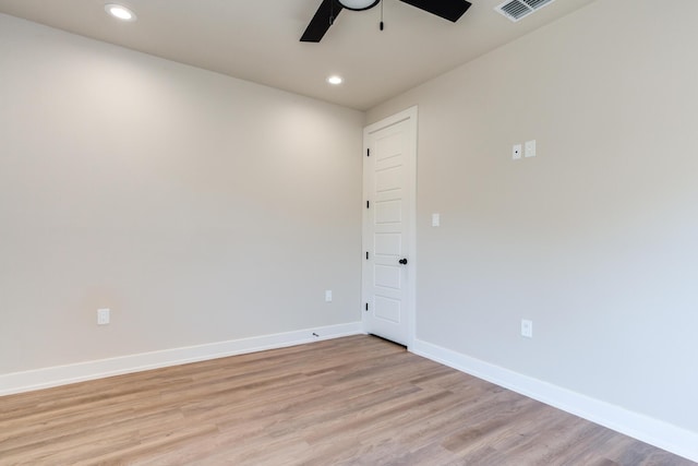 5713 119th St, Lubbock, TX 79424 - spare room featuring ceiling fan, light wood-style flooring, recessed lighting, and baseboards