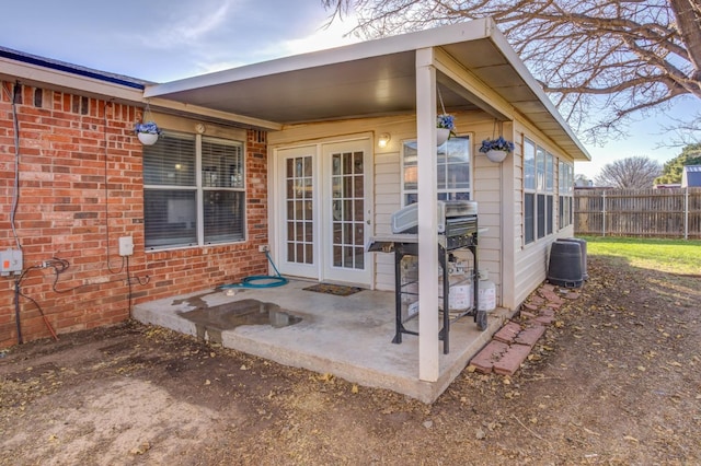 view of patio / terrace featuring french doors