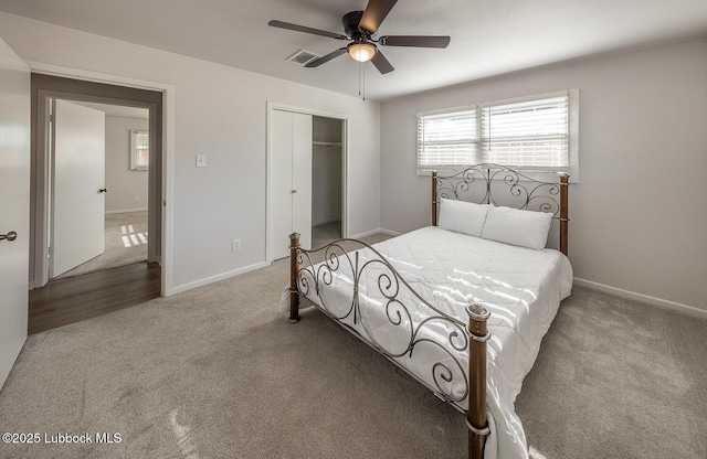 3410 53rd St, Lubbock, TX 79413 - carpeted bedroom featuring a closet and ceiling fan