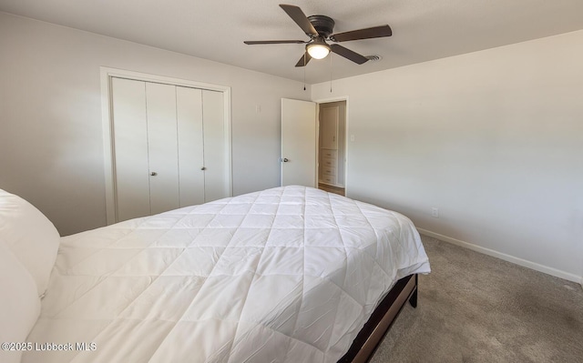 3410 53rd St, Lubbock, TX 79413 - carpeted bedroom featuring a closet and a ceiling fan