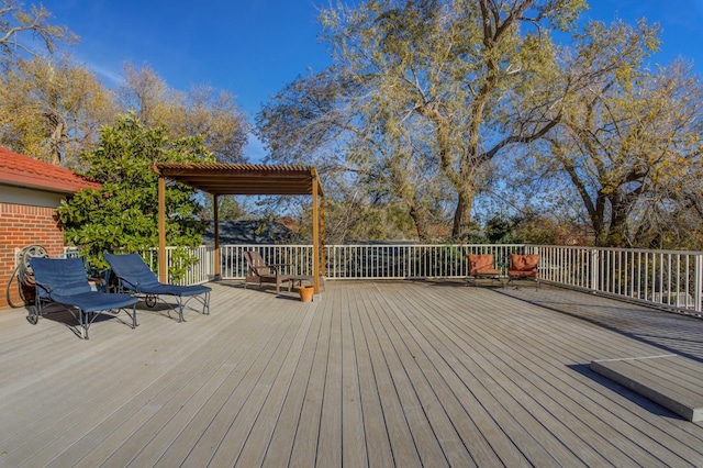 wooden terrace featuring a pergola