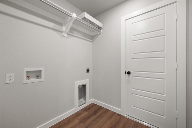 laundry area featuring washer hookup, dark wood-type flooring, and hookup for an electric dryer