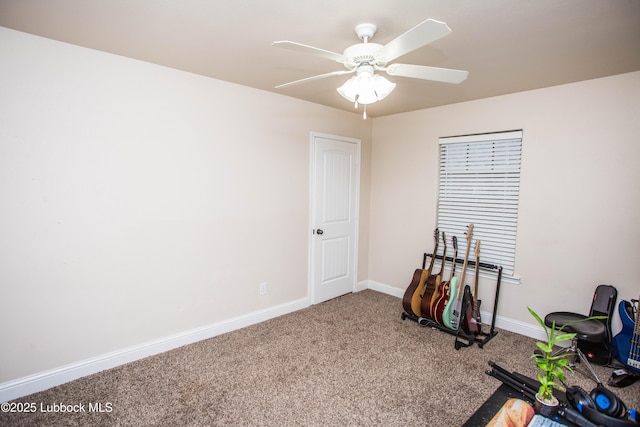 7023 35th St, Lubbock, TX 79407 - interior space featuring baseboards, carpet flooring, and ceiling fan