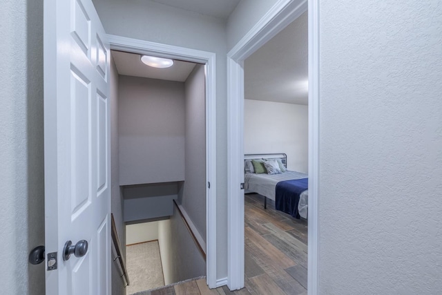 hall with light hardwood / wood-style floors