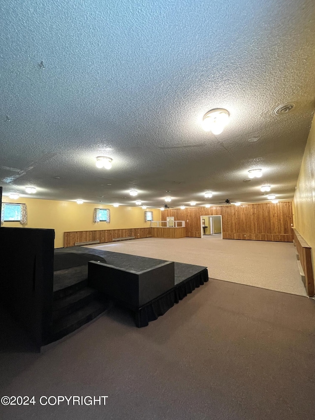 interior space with a textured ceiling