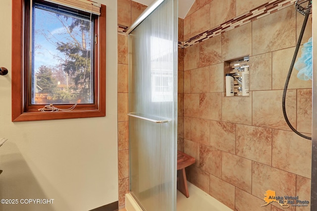 full bathroom featuring a stall shower