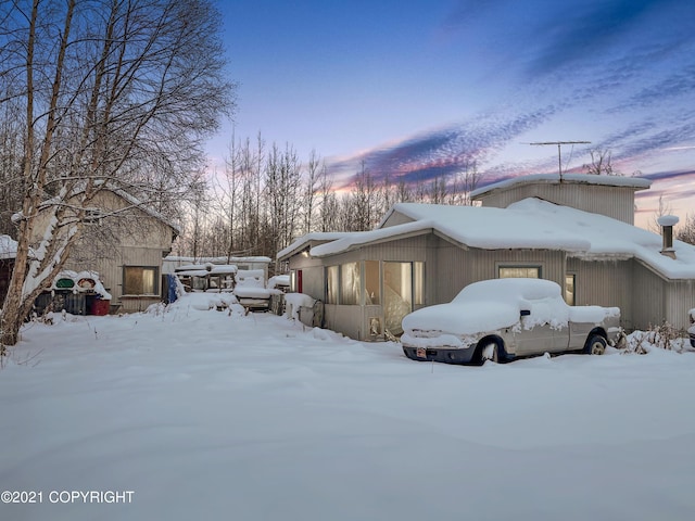 view of snow covered exterior