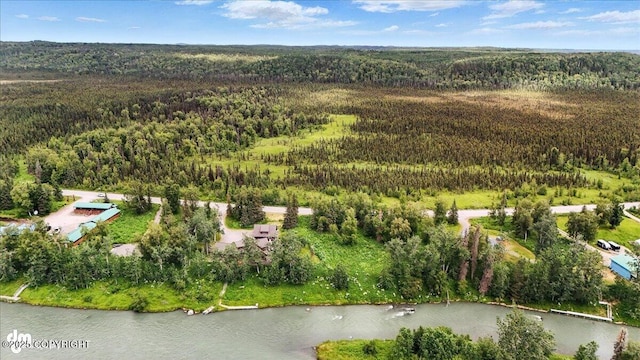 33405 Keystone Dr, Soldotna, AK 99669 - aerial view of property's location with a heavily wooded area and a nearby body of water