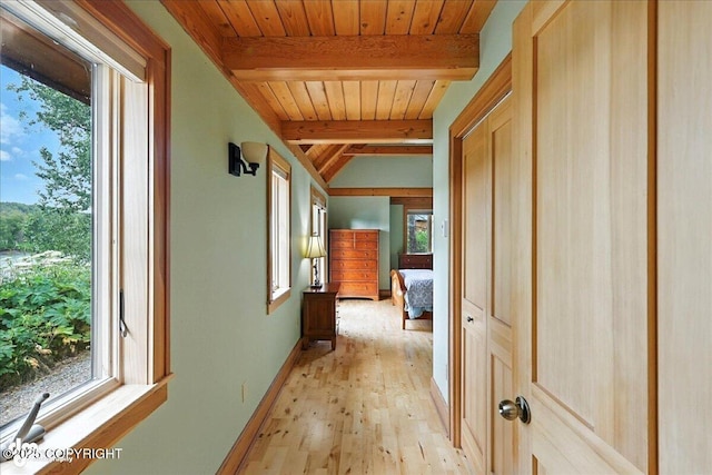 33405 Keystone Dr, Soldotna, AK 99669 - hall with light wood finished floors and wooden ceiling