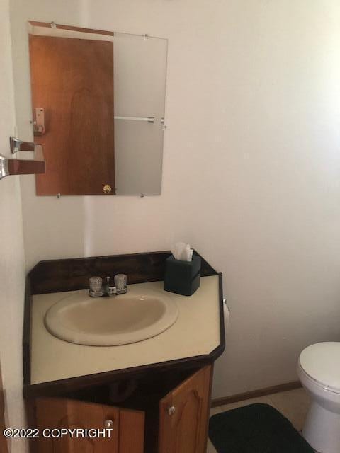 bathroom featuring vanity and toilet