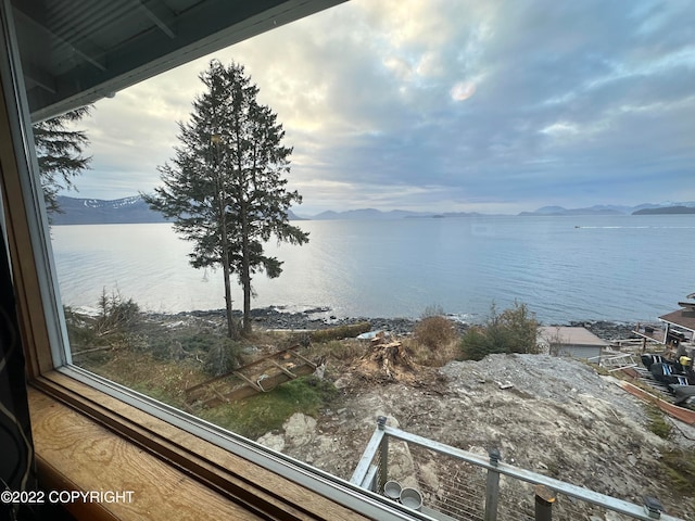 property view of water featuring a mountain view