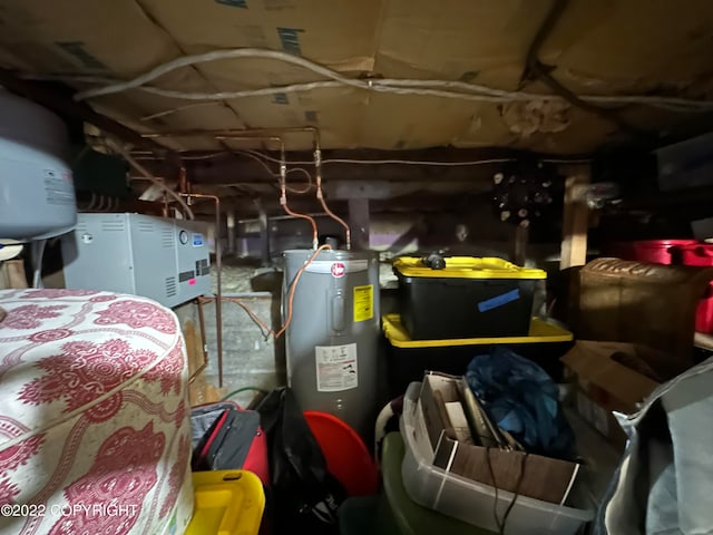 storage room featuring electric water heater