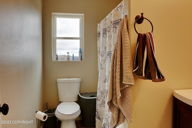 bathroom with toilet and vanity