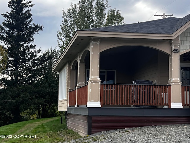 view of home's exterior featuring a porch