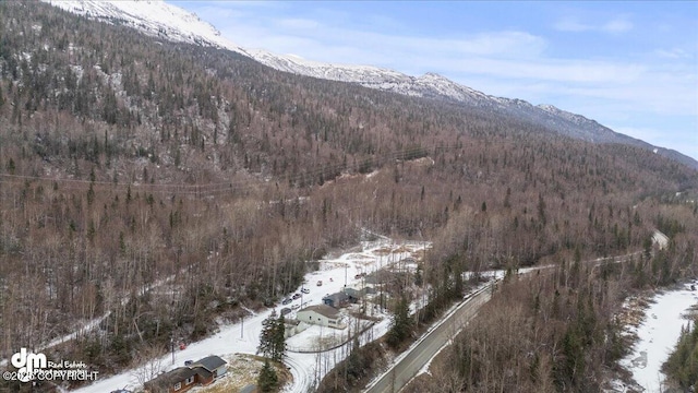 view of mountain feature with a view of trees