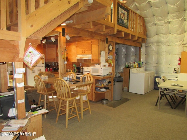 dining room featuring washer and dryer