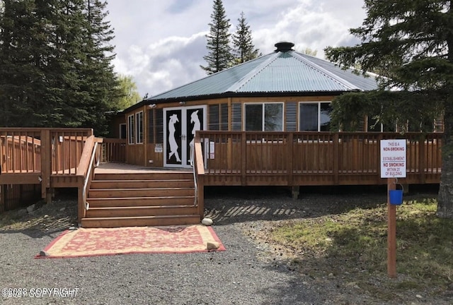 rear view of house with a wooden deck