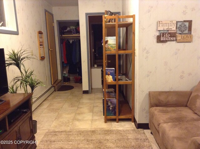 1832 Nerka Loop, Dillingham, AK 99576 - hallway with baseboard heating and wallpapered walls