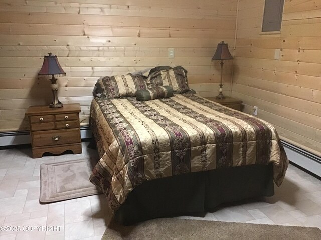 1832 Nerka Loop, Dillingham, AK 99576 - bedroom featuring wooden walls and a baseboard heating unit