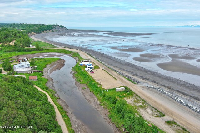15264 Airport Ln, Ninilchik, AK 99639 - aerial view featuring a water view and a view of the beach