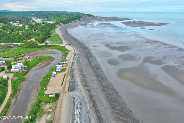 15264 Airport Ln, Ninilchik, AK 99639 - aerial view featuring a water view and a view of the beach