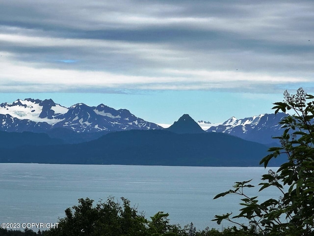 view of mountain feature with a water view