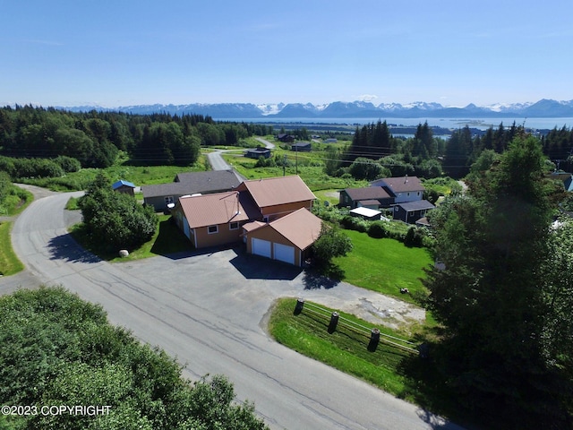 drone / aerial view with a mountain view