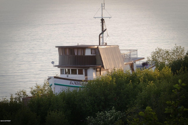 exterior space featuring a water view