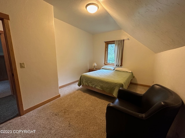 344 Eagle Bluff Dr, Haines, AK 99827 - carpeted bedroom with baseboards, a textured ceiling, and vaulted ceiling
