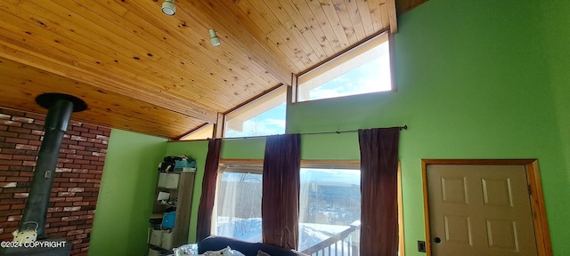 9450 Keshon Cir, Wasilla, AK 99654 - detailed view of wooden ceiling and a wood stove