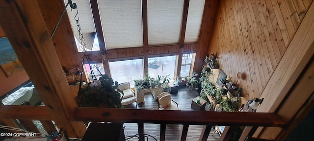9450 Keshon Cir, Wasilla, AK 99654 - detailed view of wooden walls and beamed ceiling