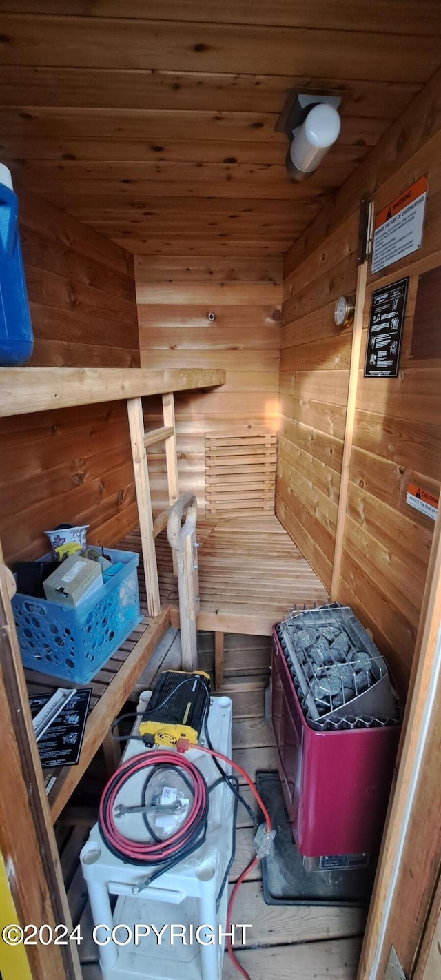 9450 Keshon Cir, Wasilla, AK 99654 - sauna / steam room featuring wood walls, wood ceiling, and wood finished floors