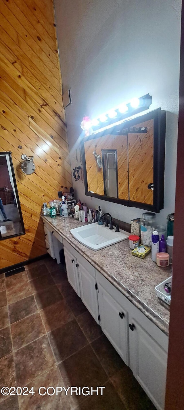 9450 Keshon Cir, Wasilla, AK 99654 - bathroom with vanity and wood walls