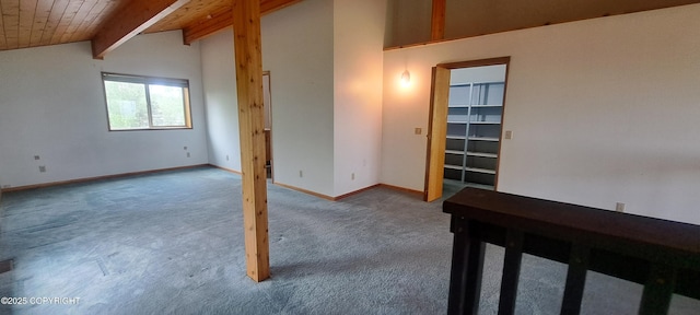 9450 Keshon Cir, Wasilla, AK 99654 - unfurnished room with carpet floors, baseboards, and wood ceiling
