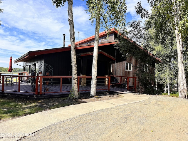 view of front of property with a deck