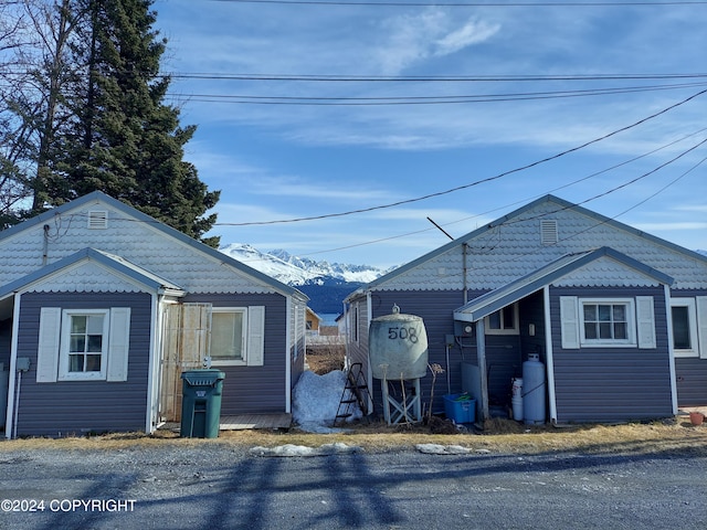 exterior space with a mountain view