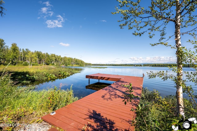 view of dock featuring a water view