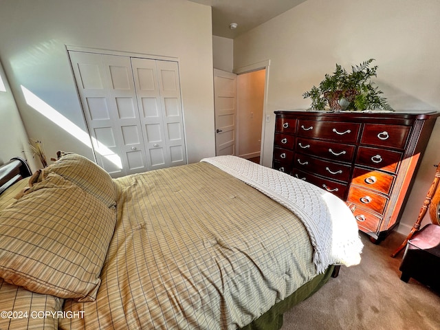 carpeted bedroom featuring a closet